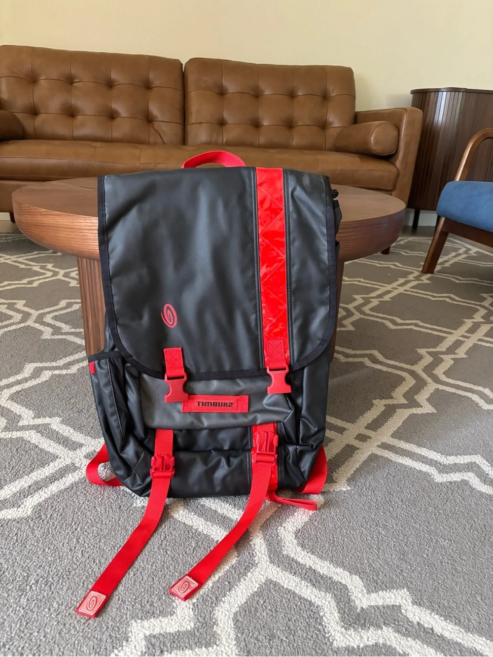 Timbuk2 Flap‑Top Backpack – Black/Red – Commuter Style